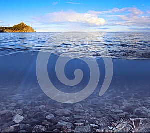 Sky, waterline and underwater background