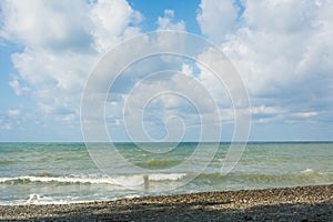 Sky with white clouds over the sea or ocean