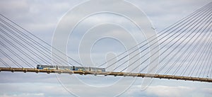 The SkyBridge is a cable-stayed bridge for sky trains between New Westminster and Surrey