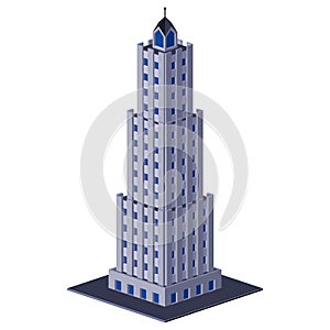 Skycraper Business Center Building, Office, For Real Estate Brochures Or Web Icon. Isometric photo