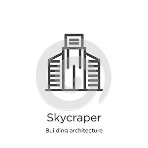 skycraper icon vector from building architecture collection. Thin line skycraper outline icon vector illustration. Outline, thin photo