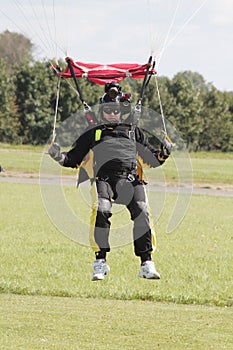 Skydive cameraman coming into land