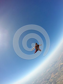 Skydiver in action
