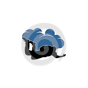 skydiver air diving vector icon for web design