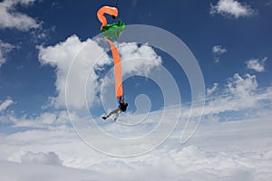 Skydiver deploys his parachute