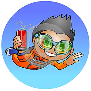 Skydiver with a drink.