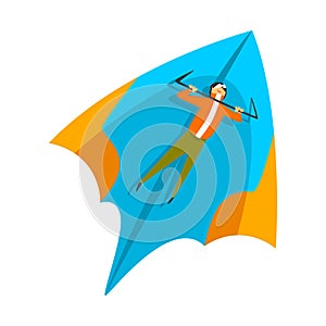 Skydiver flying on a hang glider, skydiving, parachuting extreme sport vector Illustration on a white background