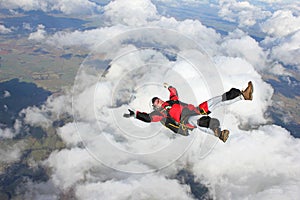 Skydiver flying on his back