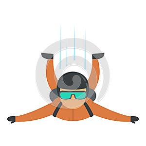 Skydiver flying icon, flat style