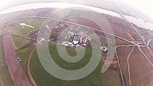 Skydiver flying in sky in evening. Height. Landscape. Professional. Parachuting