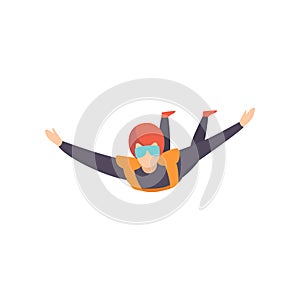 Skydiver flying in the sky, extreme sport, leisure activity concept vector Illustration on a white background