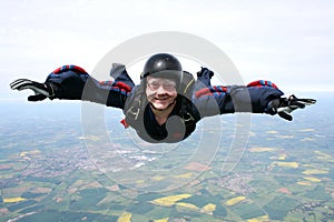 Skydiver in freefall photo