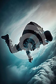 Skydiver jumping off the plane, Extreme sport. Generative Ai