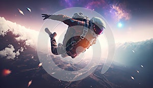 Skydiver jumping out of a plane, with a sense of thrill and excitement and a focus on adventure and adrenaline , Generative Ai