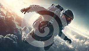 Skydiver jumping out of a plane, with a sense of thrill and excitement and a focus on adventure and adrenaline , Generative Ai