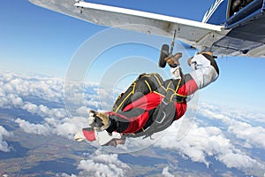 Skydiver jumps from an airplane