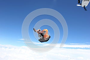 Skydiver jumps from an airplane