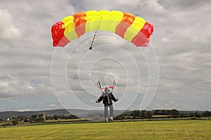 Skydiver landing photo