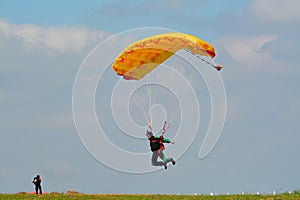 Skydiver landing