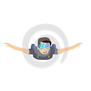 Skydiver man flying. Vector character illustration. Sky diving cartoon sportsman.