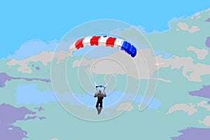 Skydiver piloting his parachute illustration