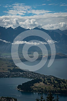 Skydiver in Queenstown New Zealand with The Remarkables mounta