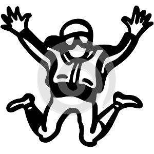 Skydiver Silhouette Excitement Adventure Vector Illustration