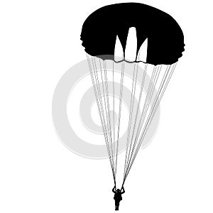 Skydiver, silhouettes parachuting on a white background