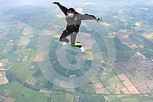 Skydiver in a sit position