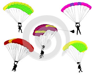Skydivers color set - illustration