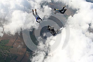 Skydivers in freefall