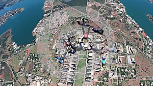 Skydivers jumping above Brasilia, DF, Brazil