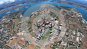 Skydivers jumping above Brasilia, DF, Brazil