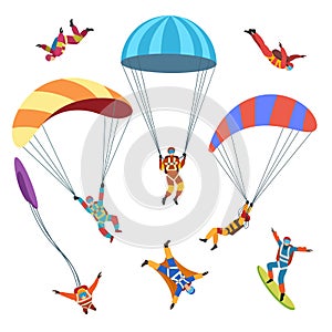 Skydivers or parachutists