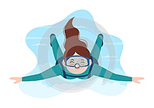 Skydiving Illustration with Skydivers use Parachute and Sky Jump for Outdoor Activities in Flat Extreme Sport Cartoon Hand Drawn