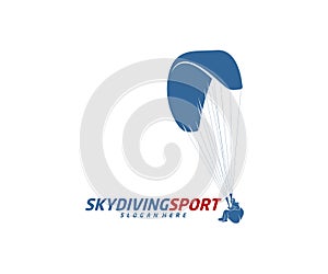 Skydiving logo design vector template, Parachuting design illustration