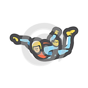 Skydiving man Parachuting sport Parachute jumping Vector icon Cartoon illustration