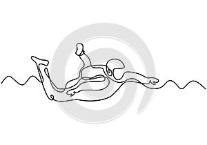 Skydiving one line drawing. Extreme sport people theme. Vector illustration sketch hand drawn minimalism