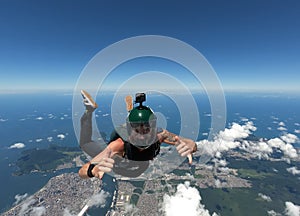 Skydiving over the Santos Port, SÃ£o Paulo state, Brazil. photo