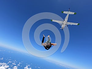 Skydiving over the Santos Port, São Paulo state, Brazil.