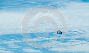 Skydiving, parachute in the sky, distance, cloudy sky, Hawaii, Oahu island