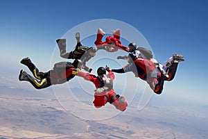 Skydiving people teamwork