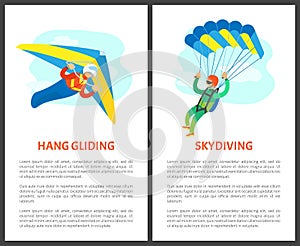 Hang Gliding and Skydiving People in Air Poster