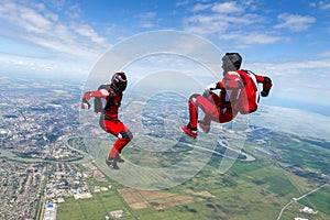 Skydiving photo. The concept of active recreation.