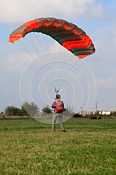 Skydiving photo. The concept of active recreation.