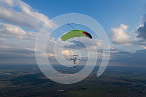 Skydiving photo. The concept of active recreation.