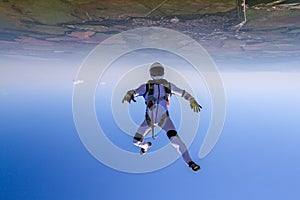 Skydiving photo. The concept of active recreation.