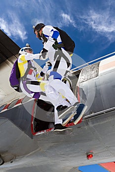 Skydiving photo. The concept of active recreation.