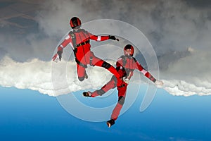 Skydiving photo. The concept of active recreation.