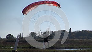 Skydiving photo. The concept of active recreation.